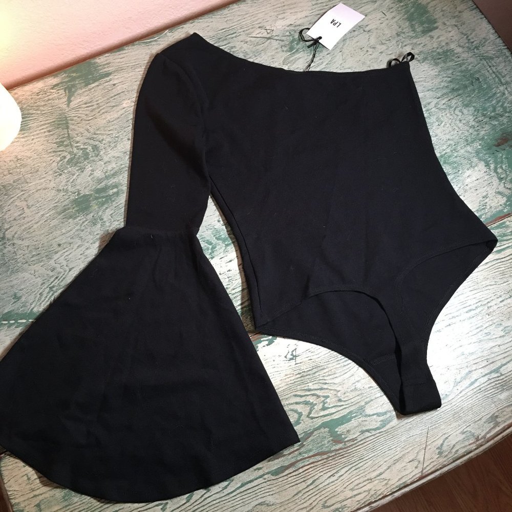 One Shoulder LPA Bodysuit 578 - Flared Sleeve - Sz Small - NWT - Sold Out Online